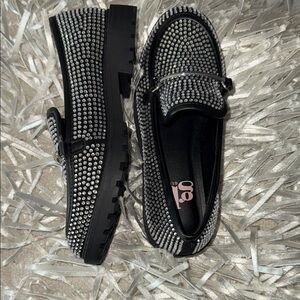 Kids Gianni Bini Black and Silver Studded Dress Shoes